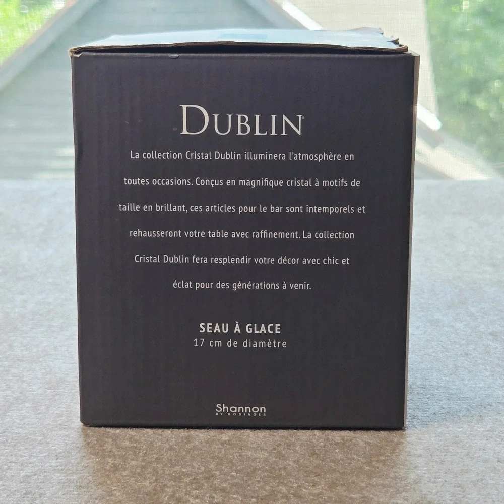 Shannon by Godinger Dublin Collection Crystal Ice Bucket with Handles New in Box